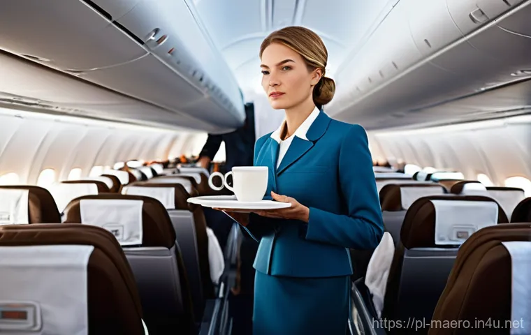 기후 변화와 항공기 산업 - **Prompt:** A modern airplane cabin experiences moderate turbulence. Passengers, dressed in contempo...