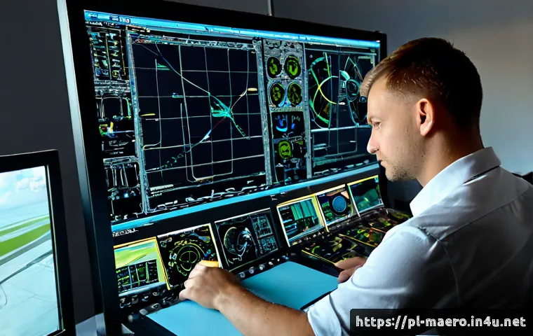 Home 17 항공기 시스템 모델링 - Photorealistic aerospace engineer in a modern Polish aircraft design office, studying a detailed 3D ...